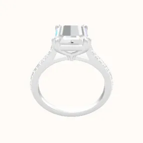 Pave Cathedral Engagement Ring With Double Prongs Head