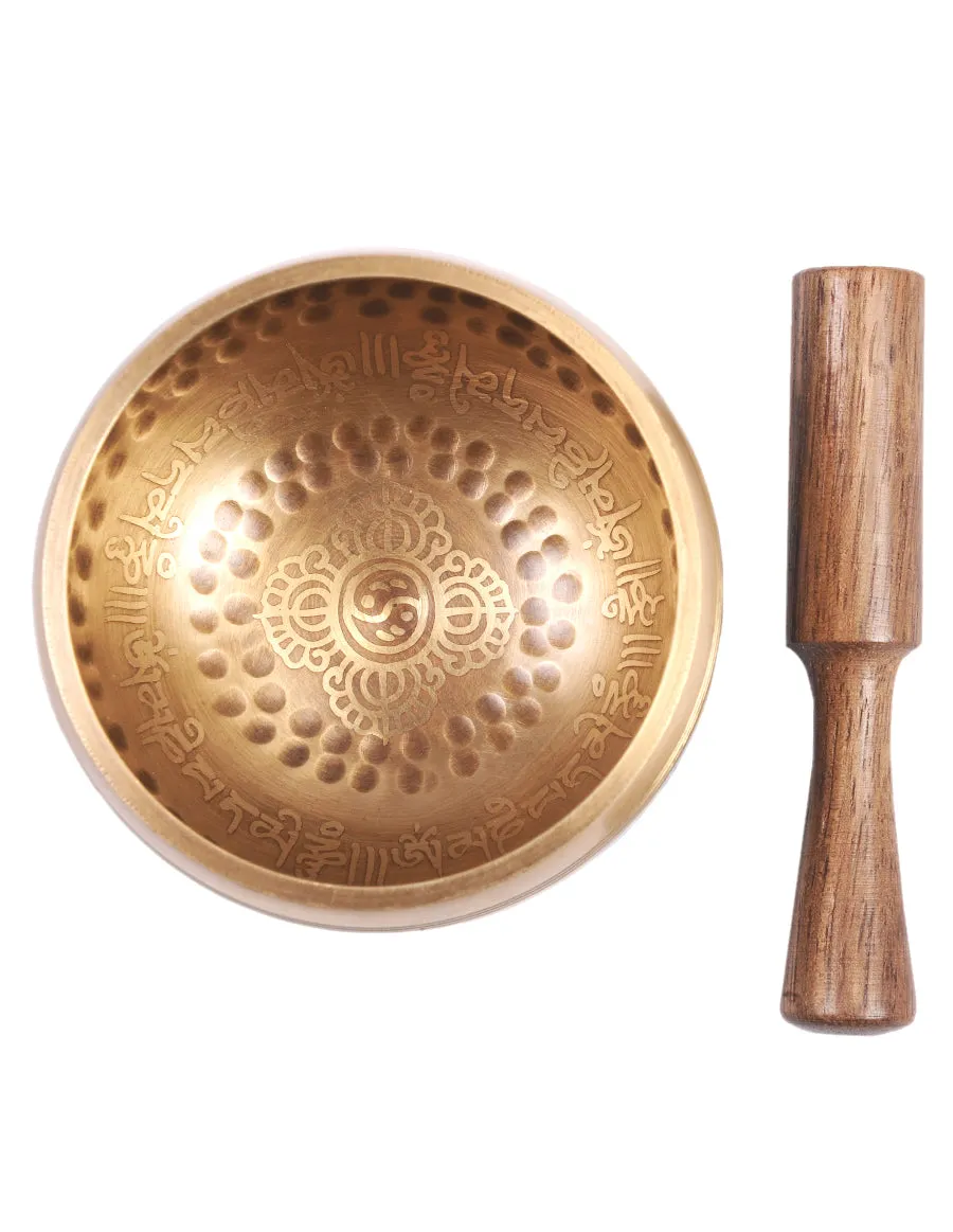 Plain Etched Double Bajra Tibetan Singing Bowl