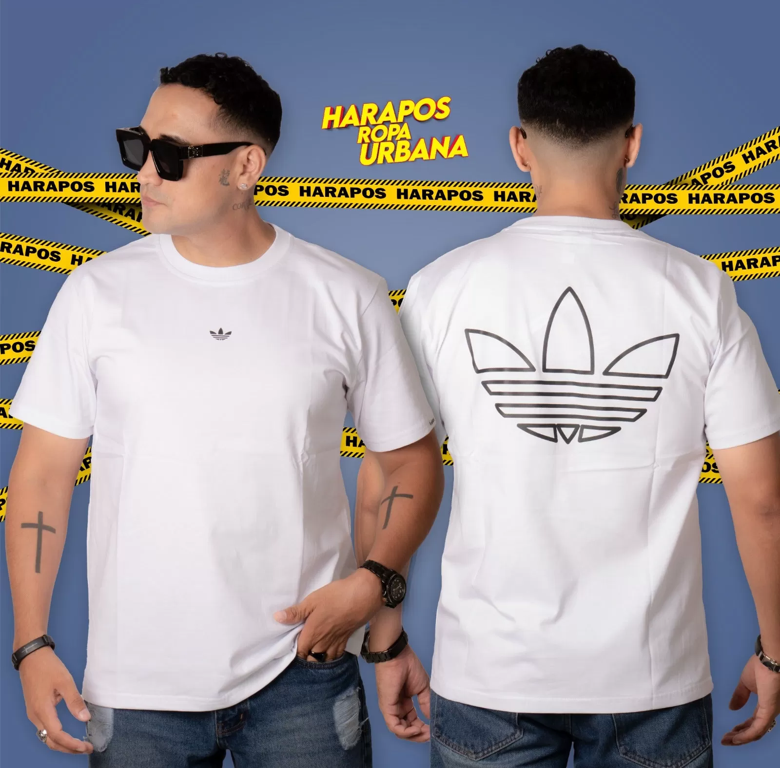 Polera adidas clasica blanca detalle pequea delante