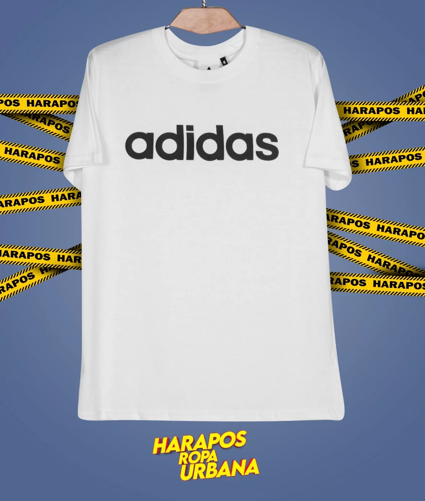 Polera Adidas clasico blanca letras engomadas