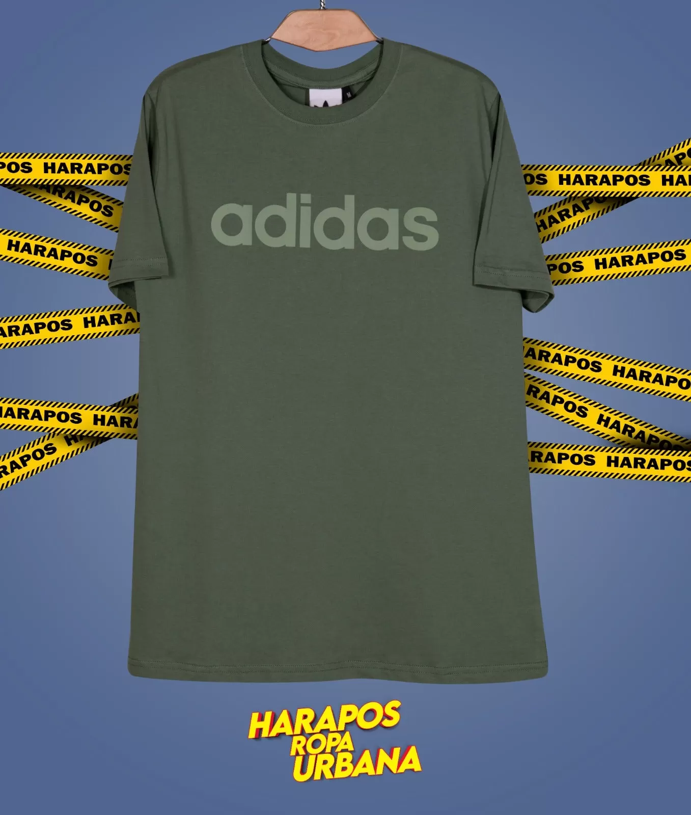 Polera Adidas clasico verde letras engomadas