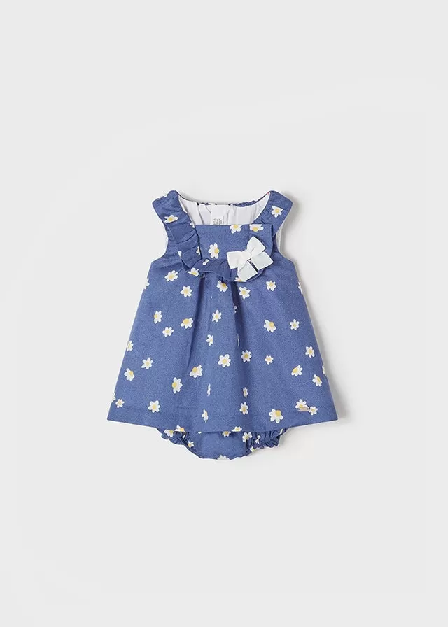 Printed dress with panty for newborn girl - Indigo