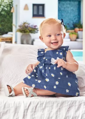 Printed dress with panty for newborn girl - Indigo