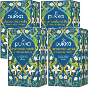 Pukka Tea Chamomile Vanilla & Manuka Honey 20 Teabags 4 Pack