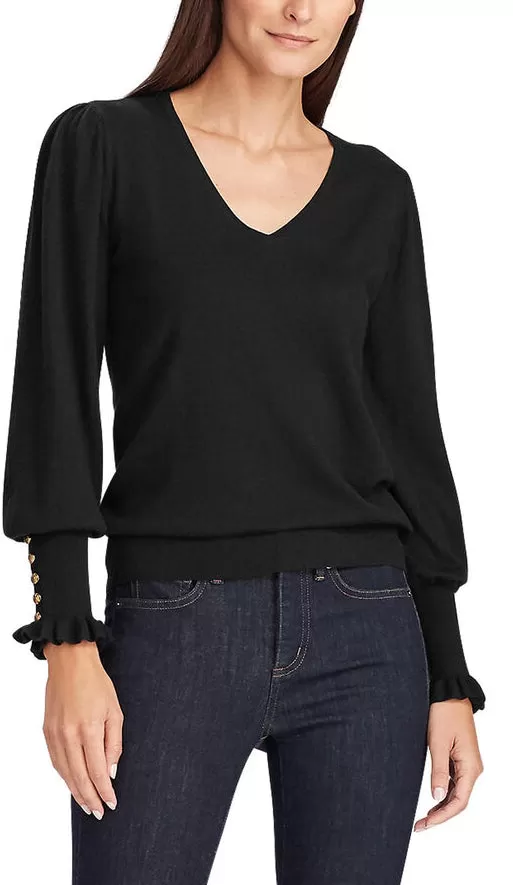 Ralph Lauren Women's V Neck Sweater Black Size XX-Large