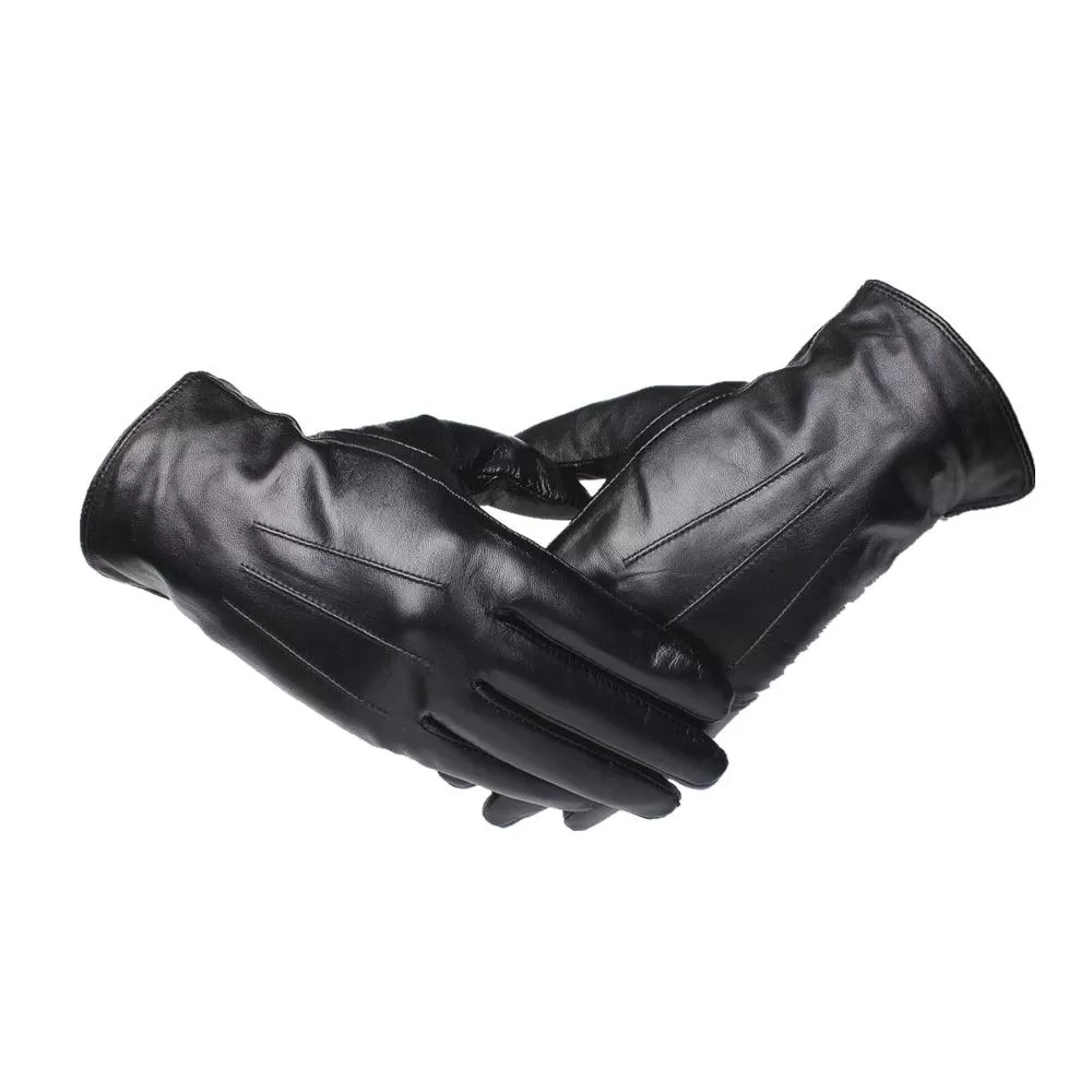 Real Black Goatskin Leather Gloves