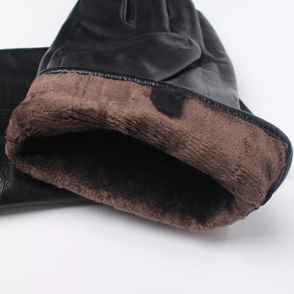 Real Black Goatskin Leather Gloves