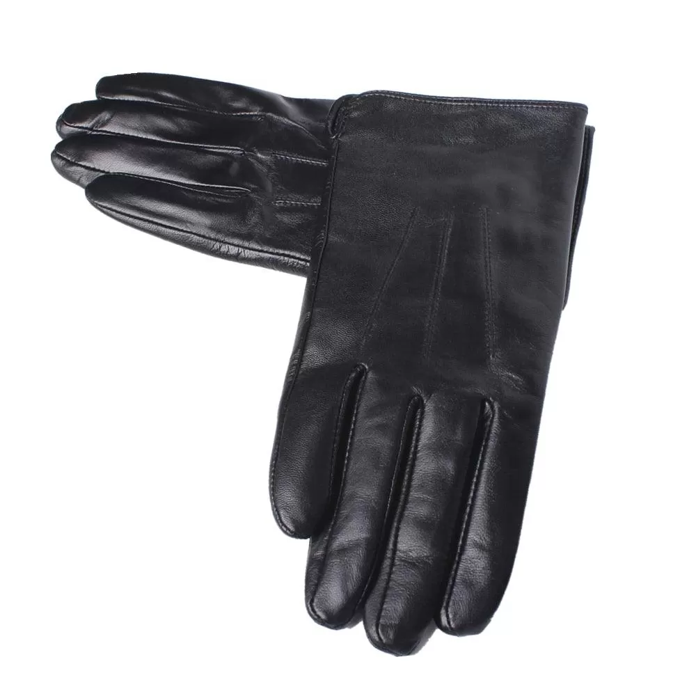 Real Black Goatskin Leather Gloves