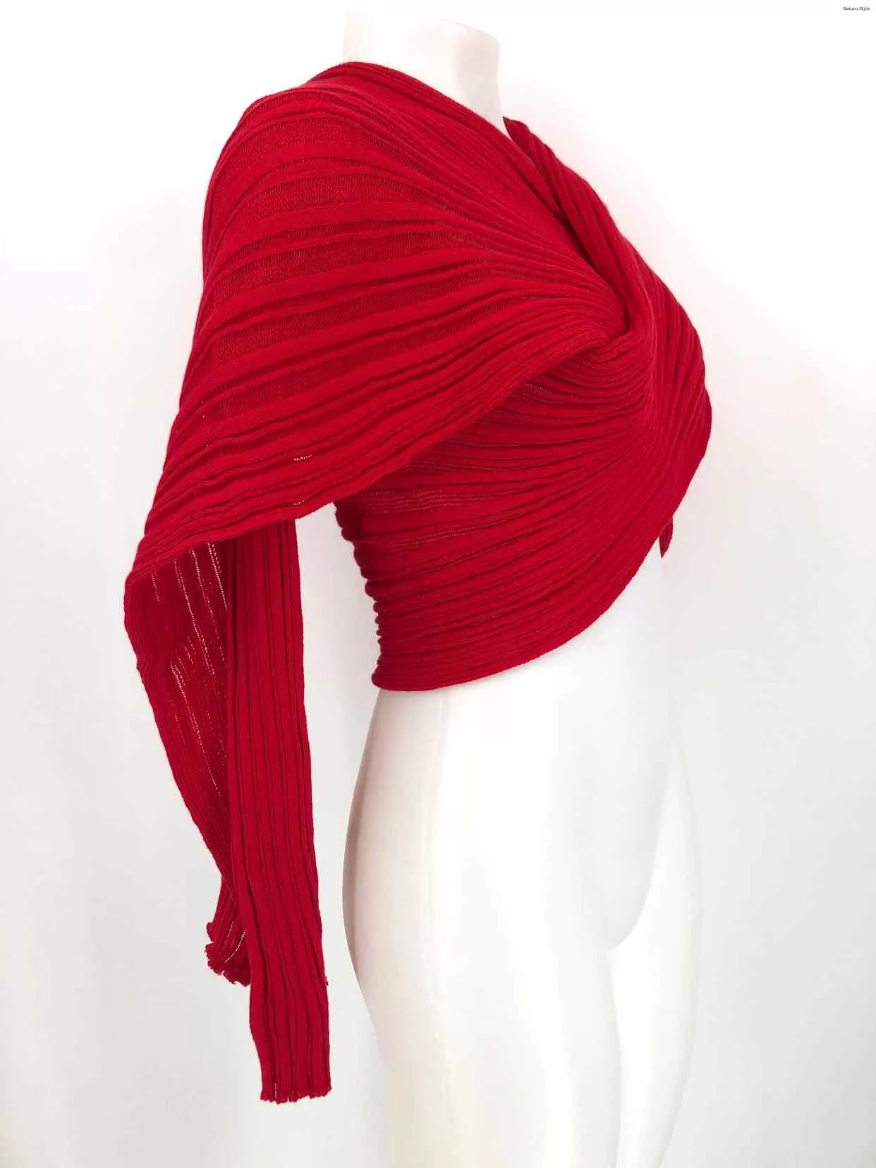 Red Cotton Made in Greece Wrap Size MEDIUM (M) Sweater