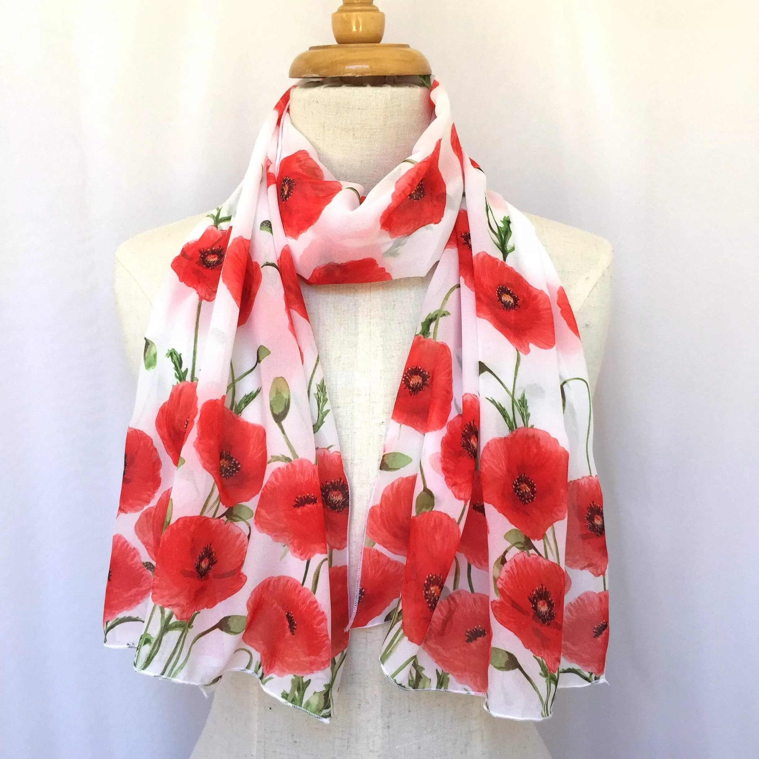 Red Poppy Flower Scarf