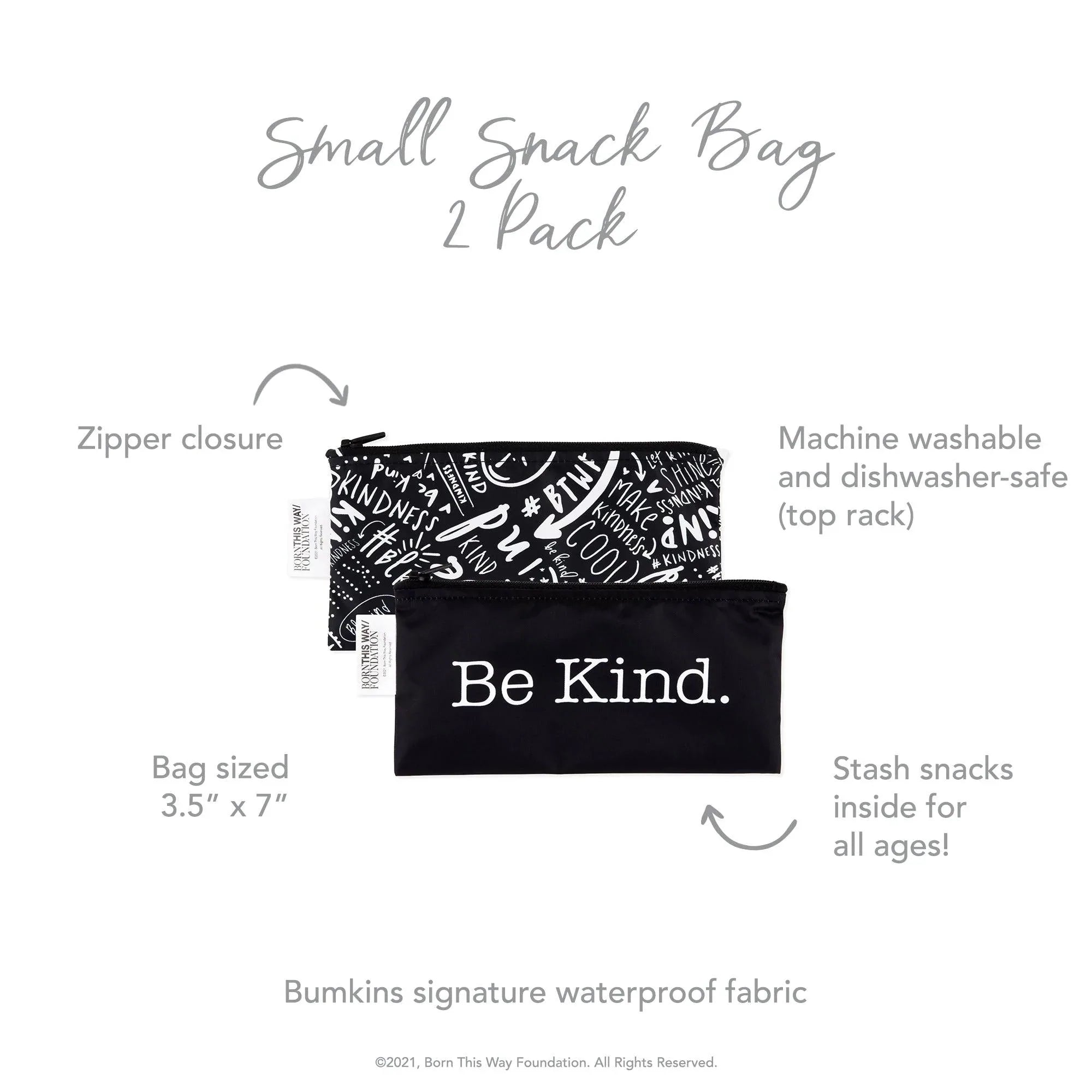 Reusable Snack Bag, Small 2-Pack: Be Kind