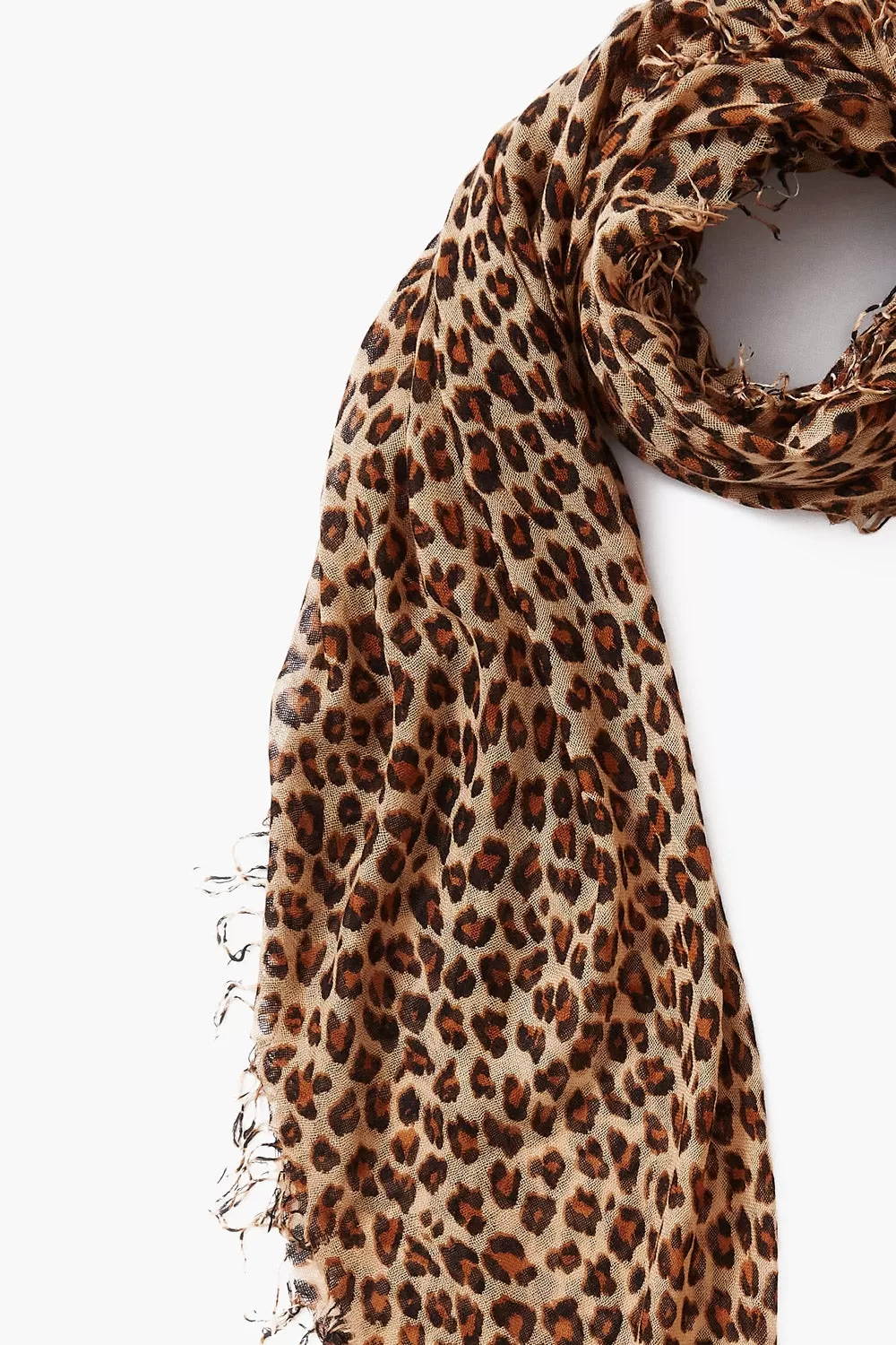 Roasted Pecan Leopard Print Cashmere and Silk Scarf