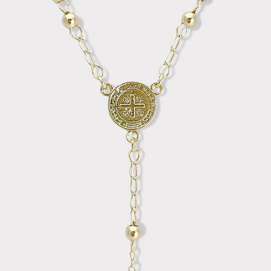 San benito double side gold plated rosary necklace