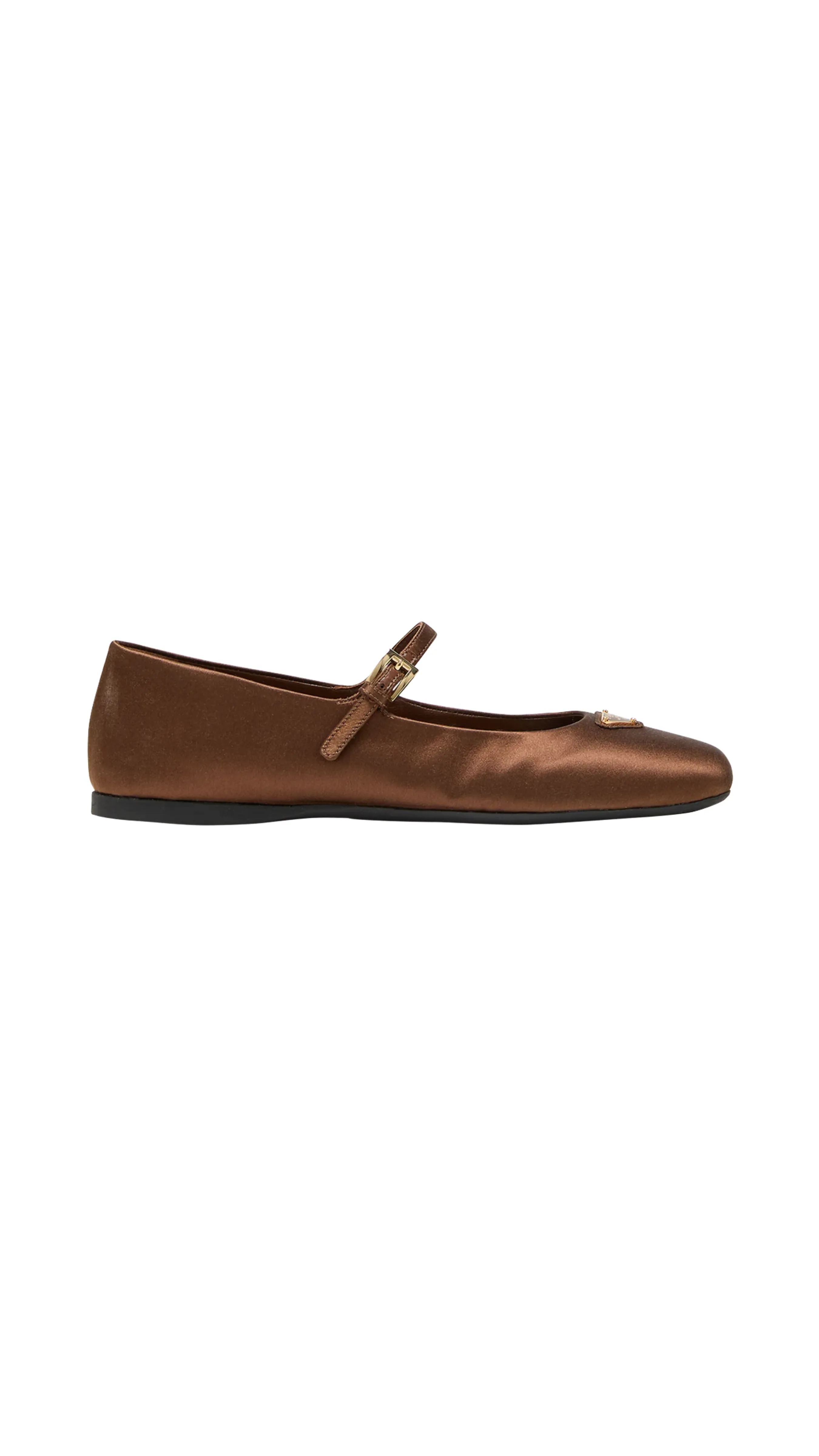 Satin Mary Jane Ballerinas - Tobbacco