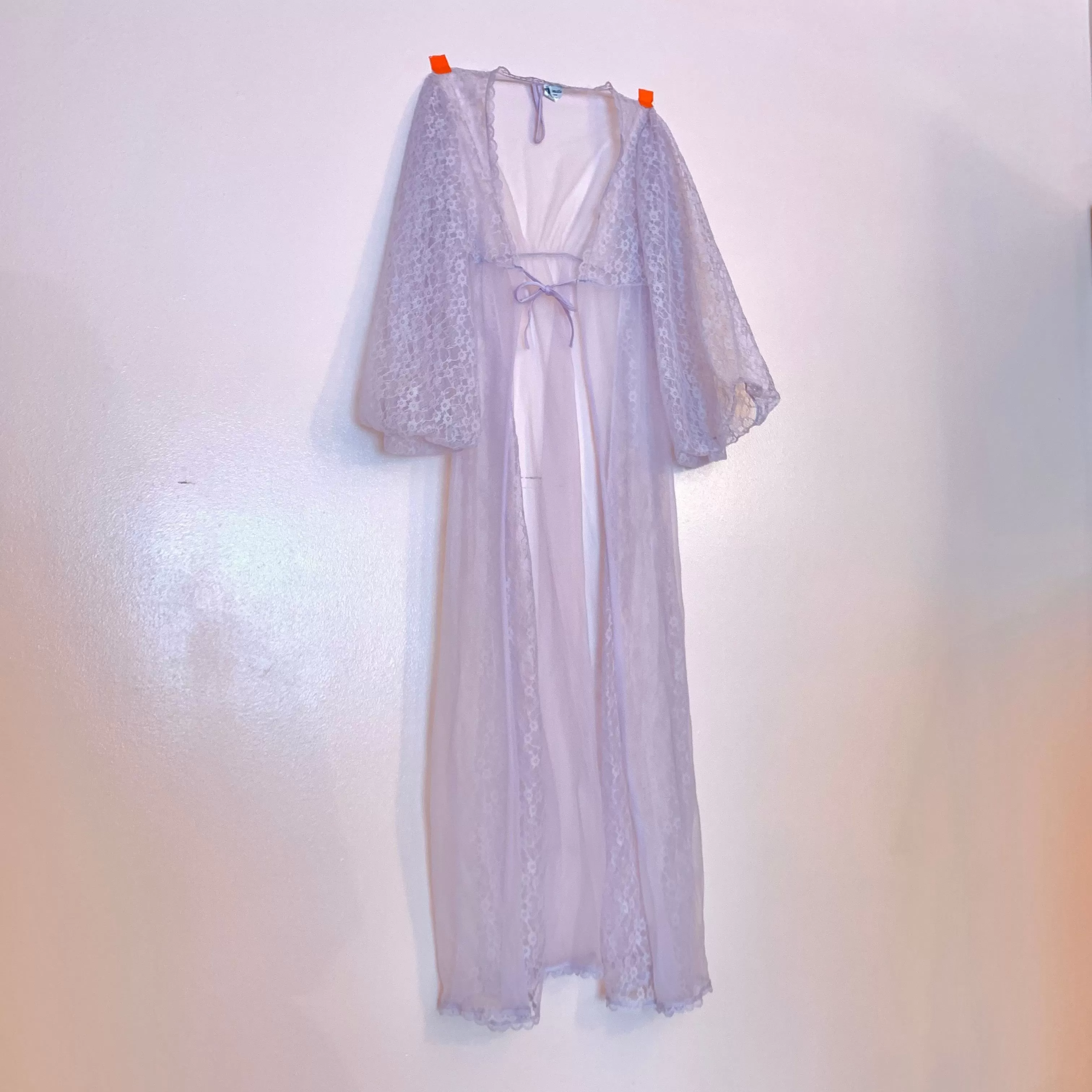 Sheer lilac balloon sleeve bed jacket