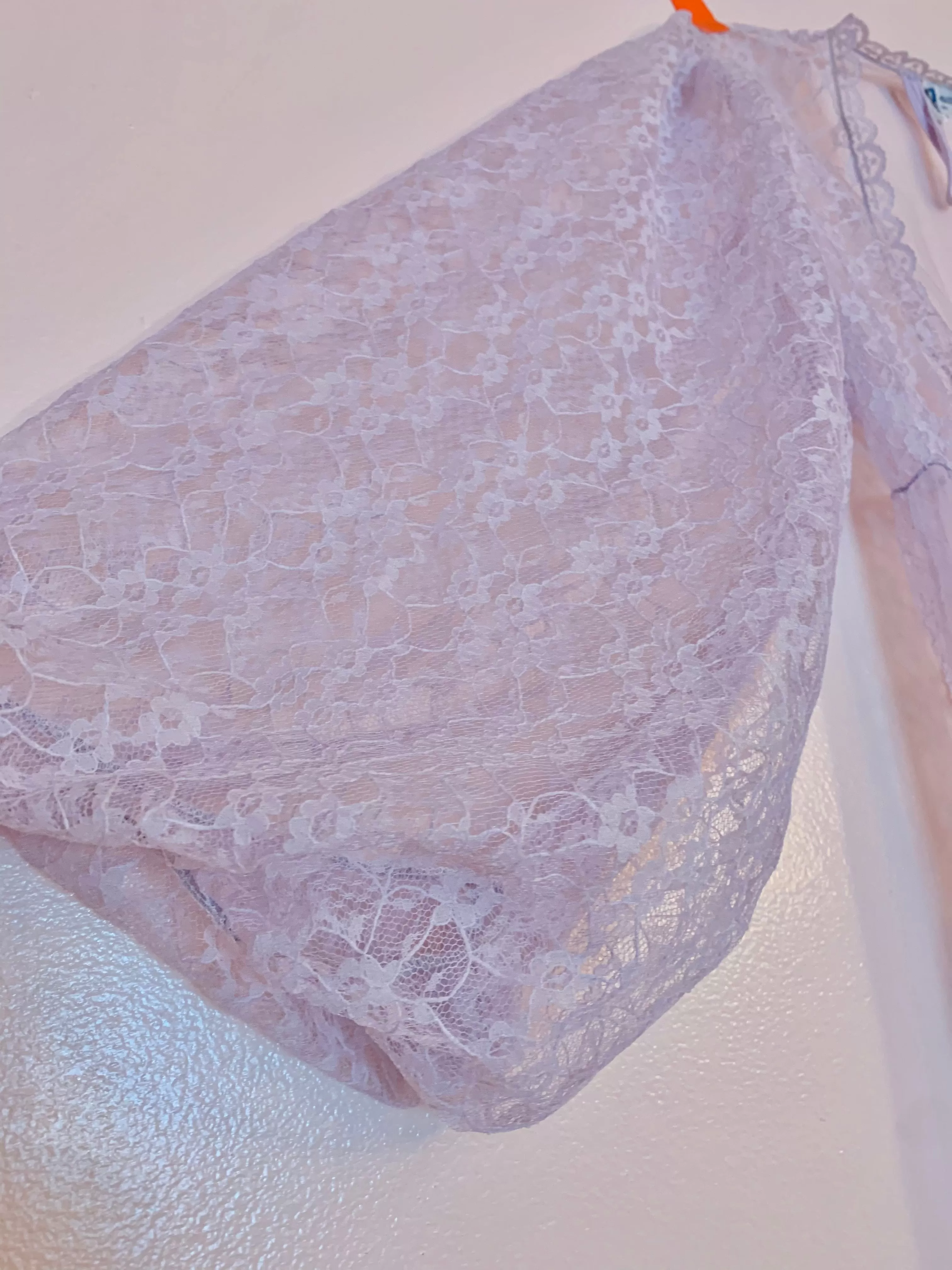 Sheer lilac balloon sleeve bed jacket