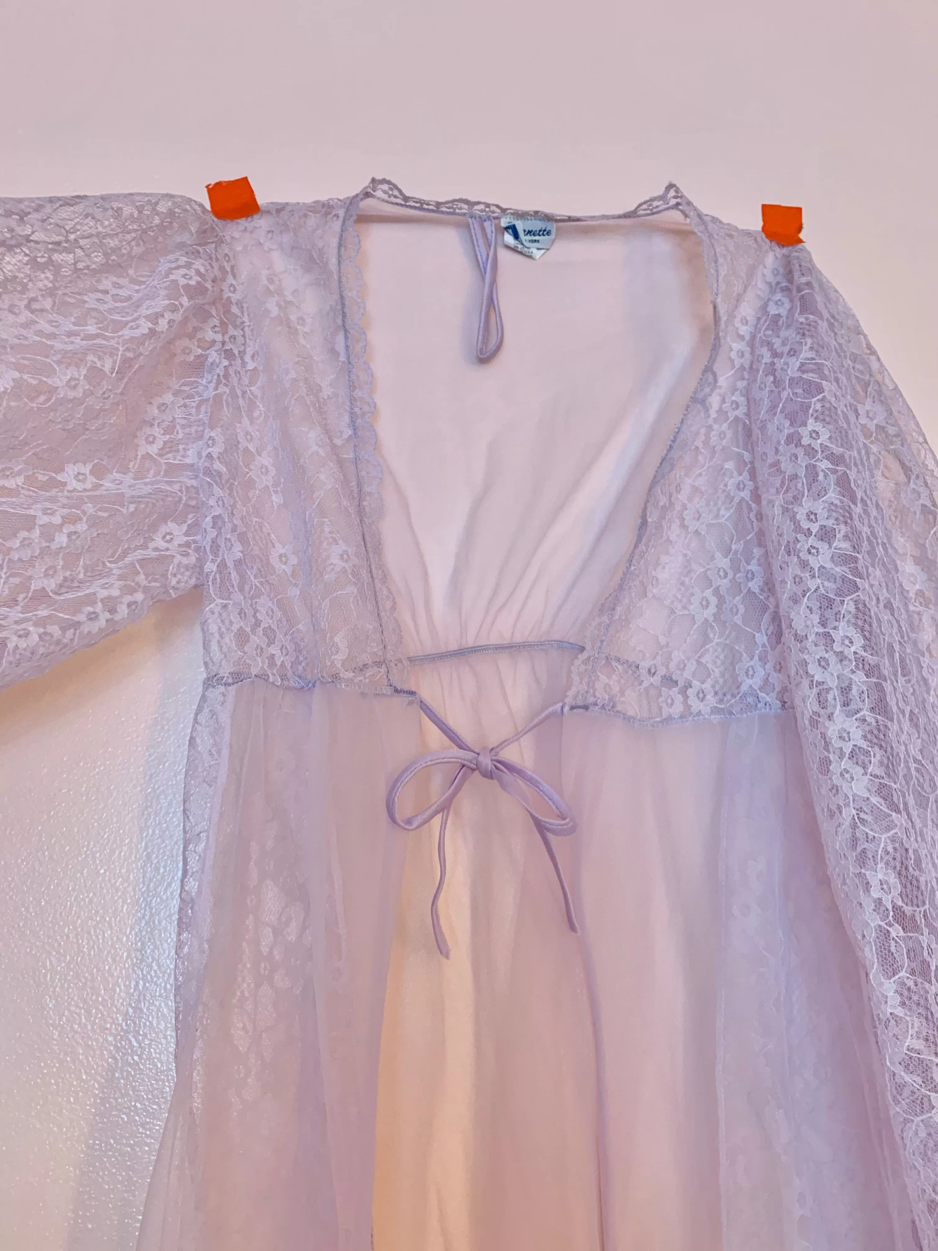 Sheer lilac balloon sleeve bed jacket