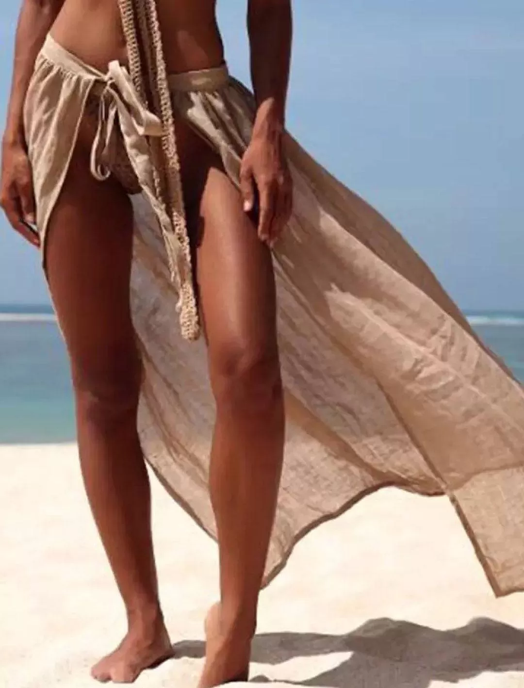 Sheer Tie Wrap Long Cover Up Skirt