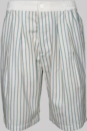 SHORTS AQUA-Offwhite-white 100% COTTON Canvas-crêpe Thin-Stripes digital-print