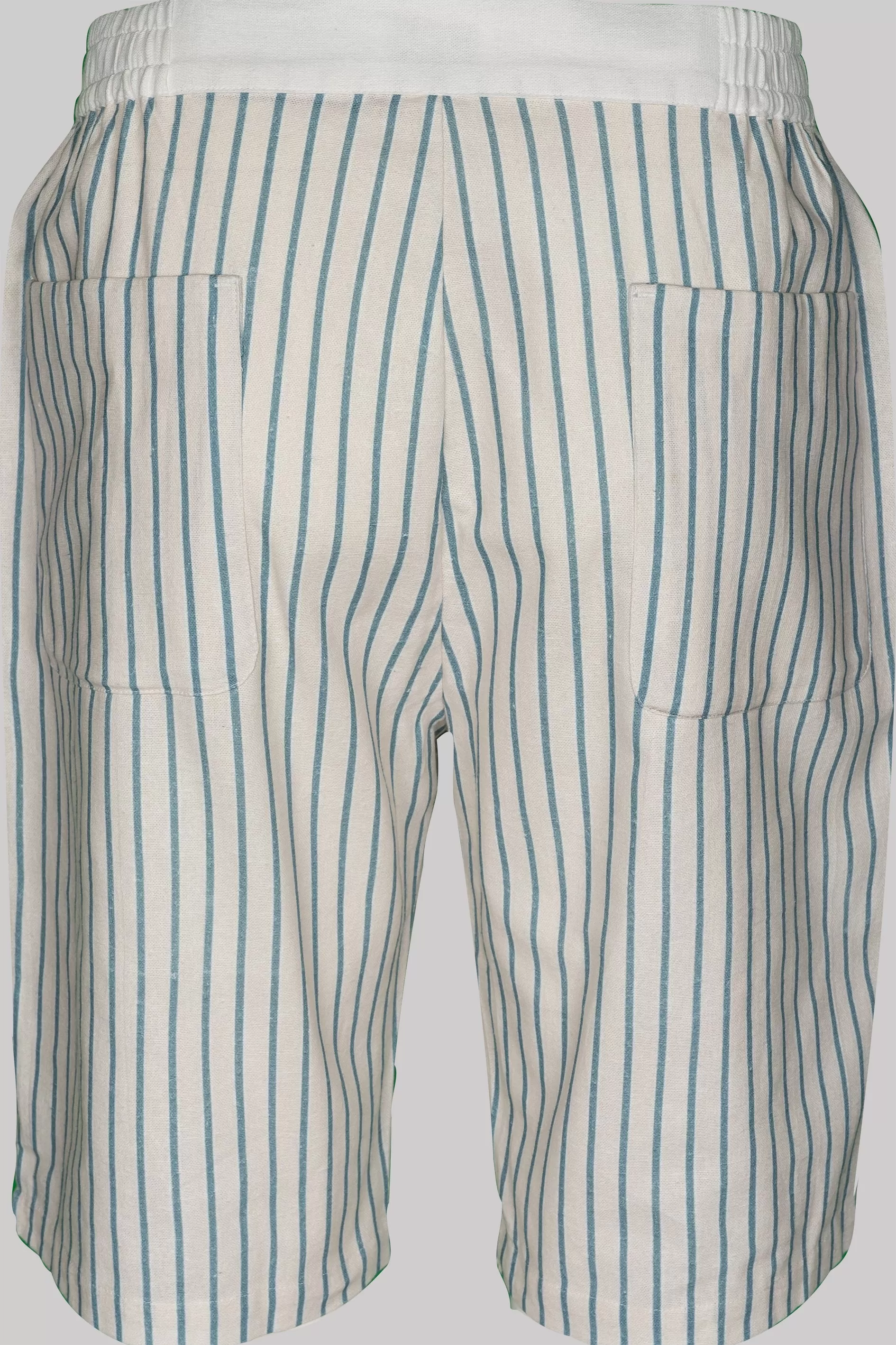 SHORTS AQUA-Offwhite-white 100% COTTON Canvas-crêpe Thin-Stripes digital-print