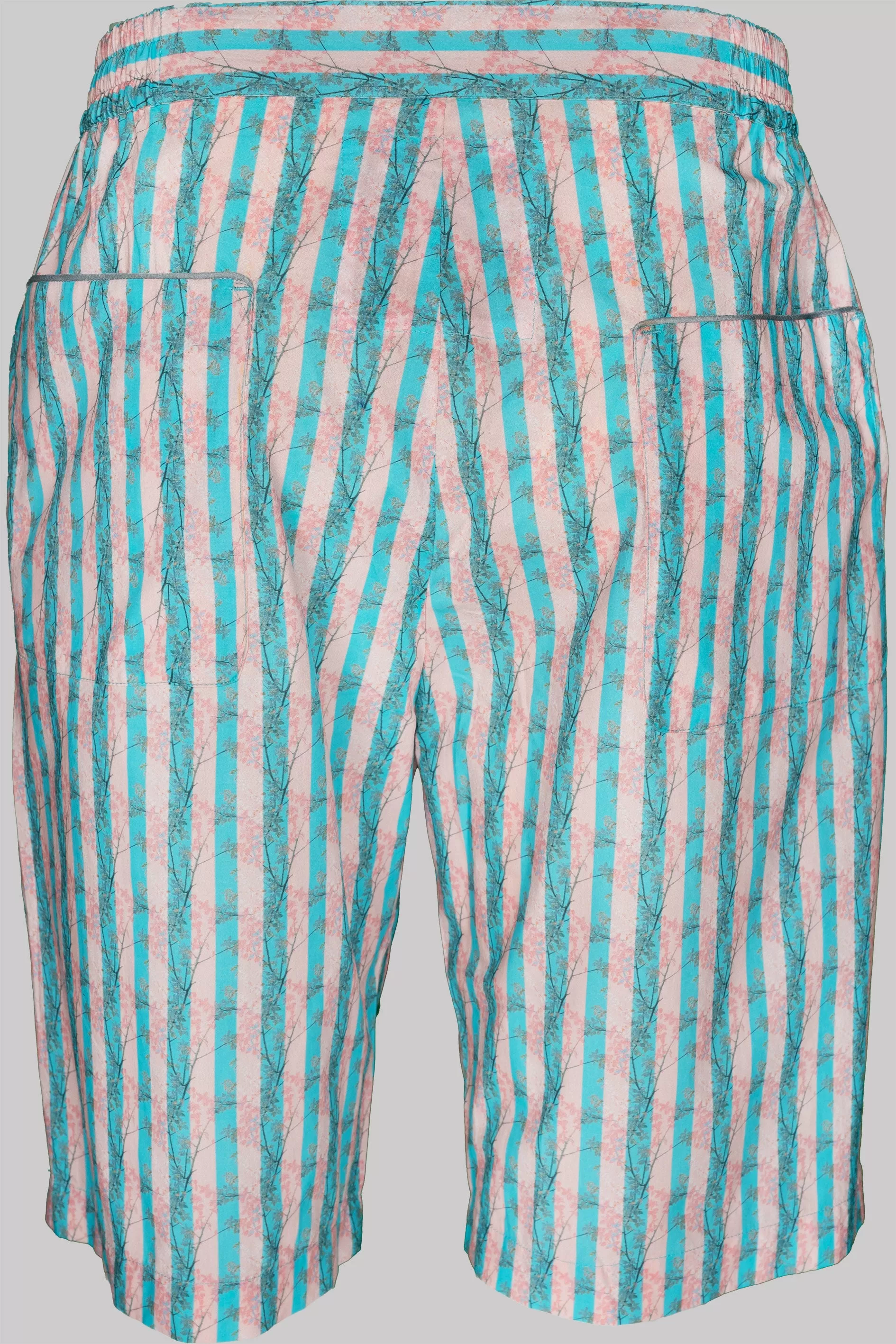 SHORTS LIGHTCORAL-Paleblue-green 100% COTTON Popeline Medium-Stripes digital-print