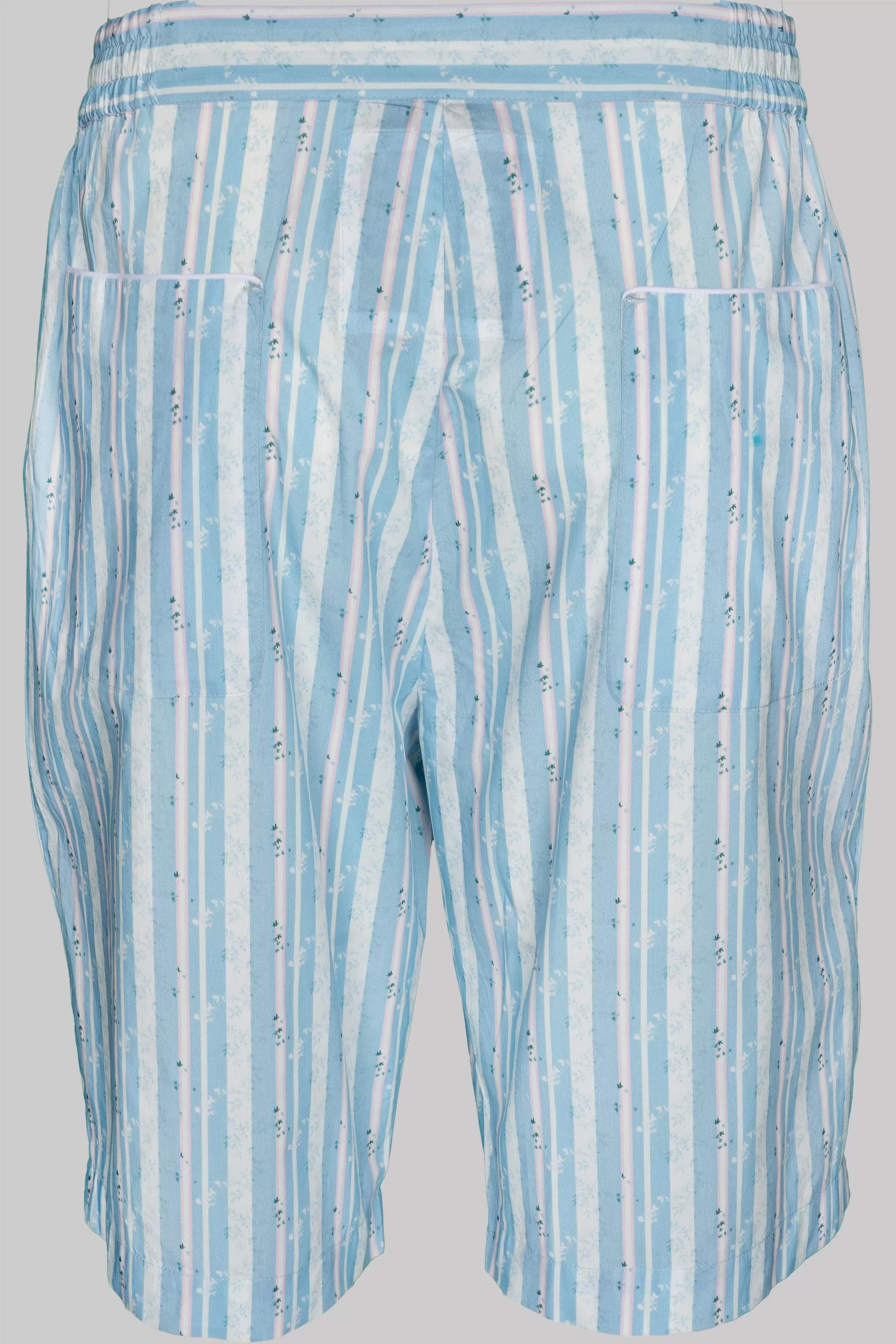 SHORTS PALEBLUE-White-green 100% COTTON Popeline Medium-Stripes digital-print