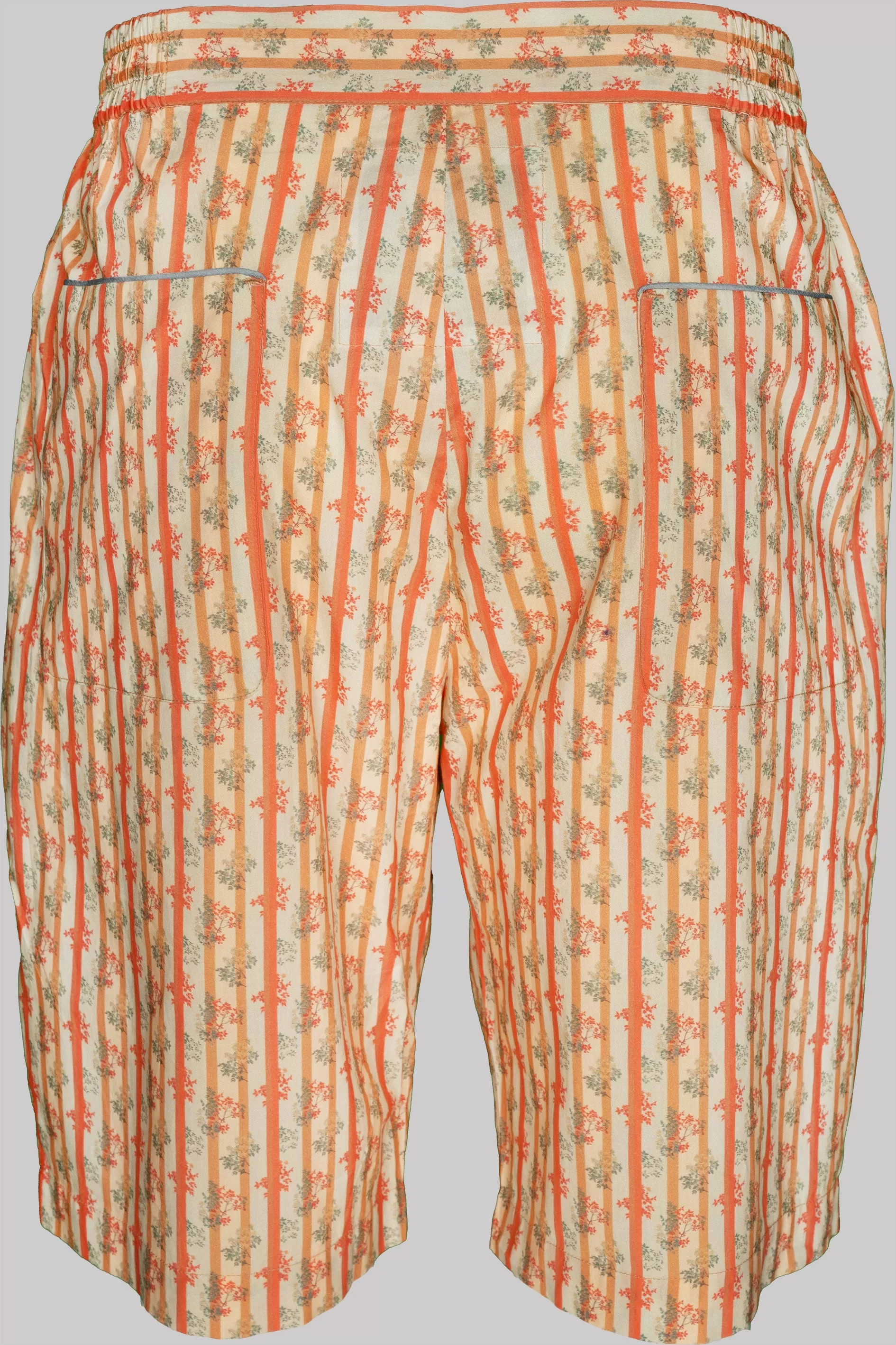 SHORTS TAN-Terracotta-green 100% COTTON Popeline Medium-Stripes digital-print