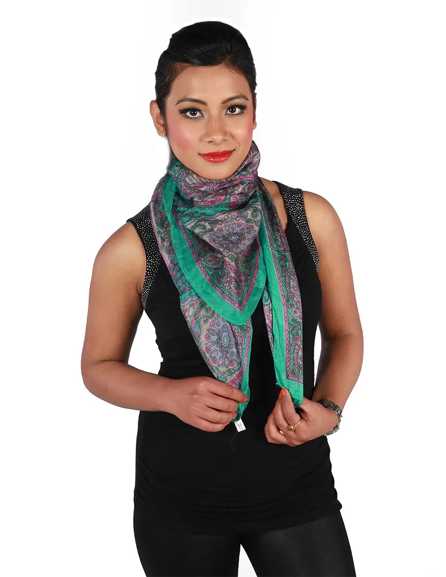 Silk Paisley Printed Square Scarf