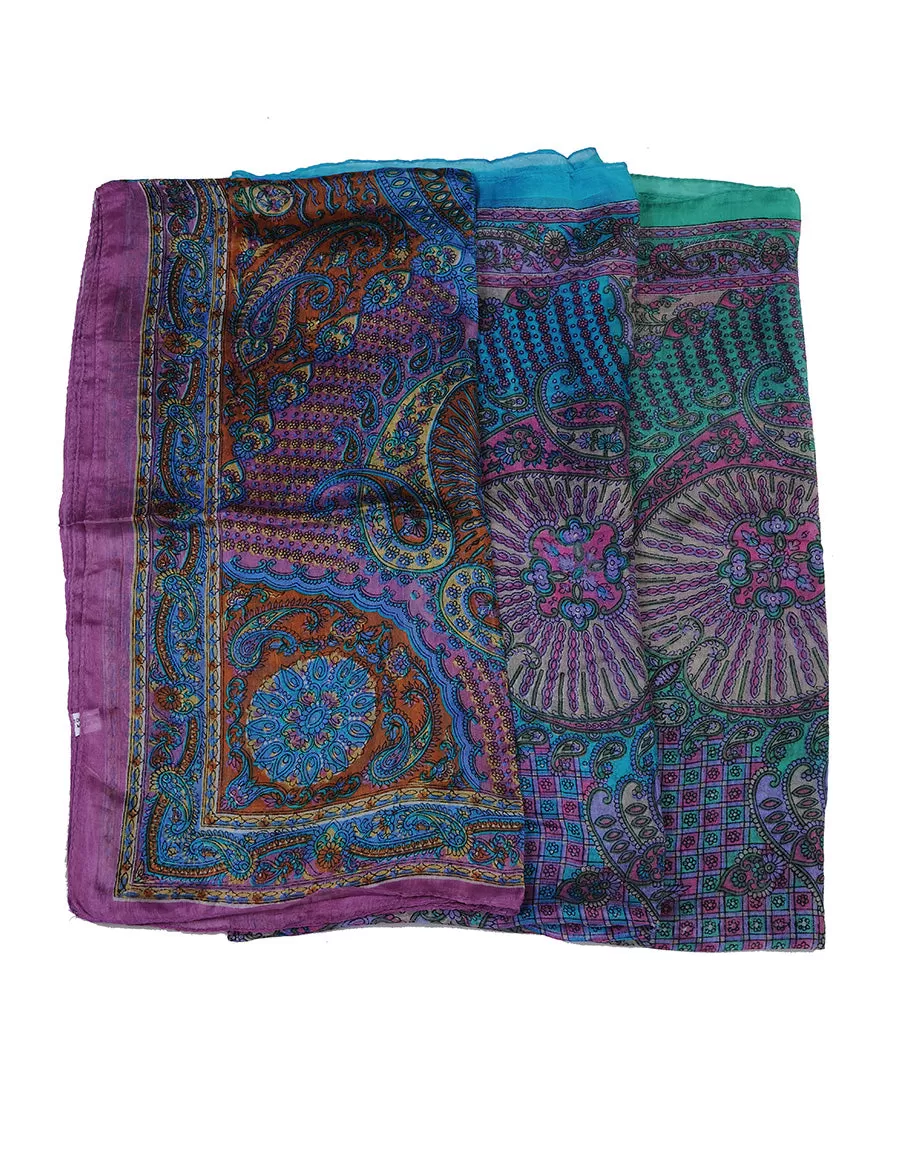 Silk Paisley Printed Square Scarf