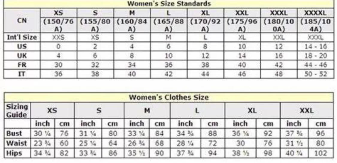 Size & Conversion Charts ~ Clothing & Shoes