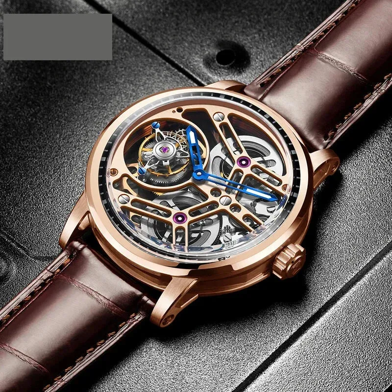 Skeleton Manual Flying Tourbillon Movement Hollow Business Watch for Men