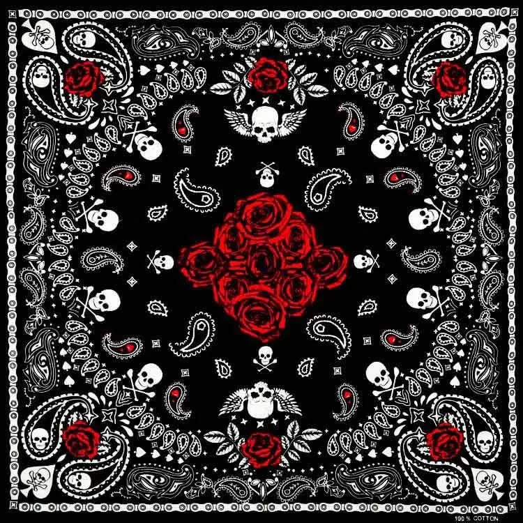 Skull Bandana Square Scarf Bicycle Headband Multi-use Neck Gaiter Face Mask