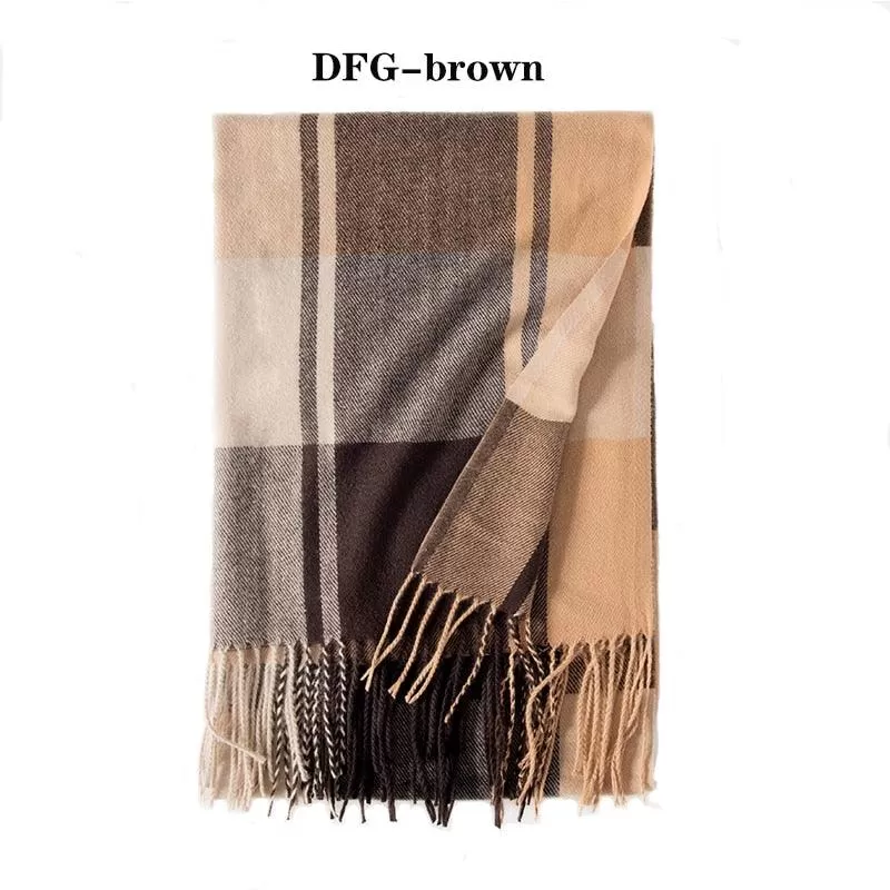 Soft and Windproof Cashmere Scarf with Long Tassels