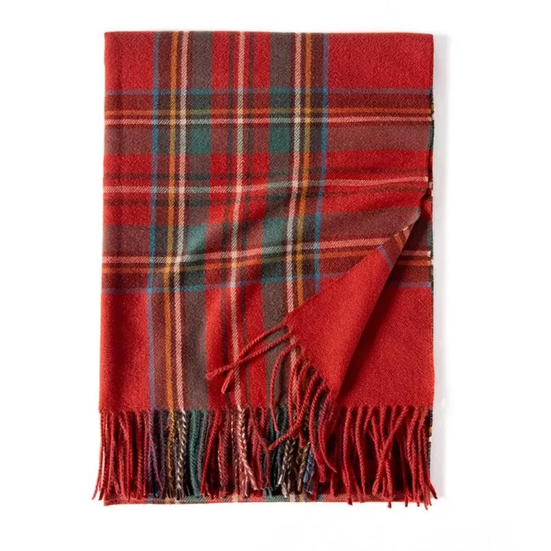 Soft and Windproof Cashmere Scarf with Long Tassels