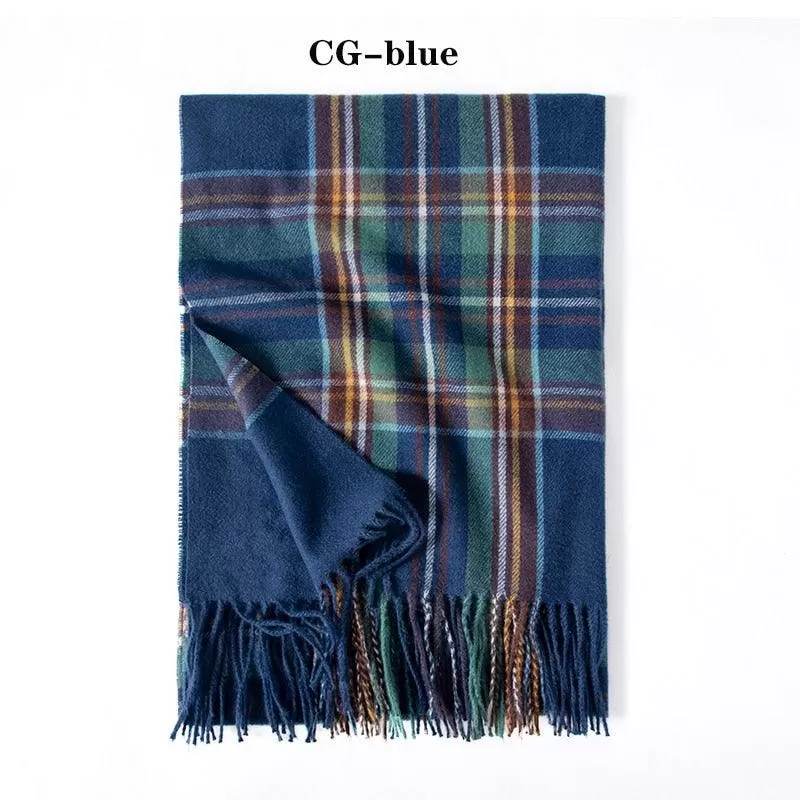 Soft and Windproof Cashmere Scarf with Long Tassels