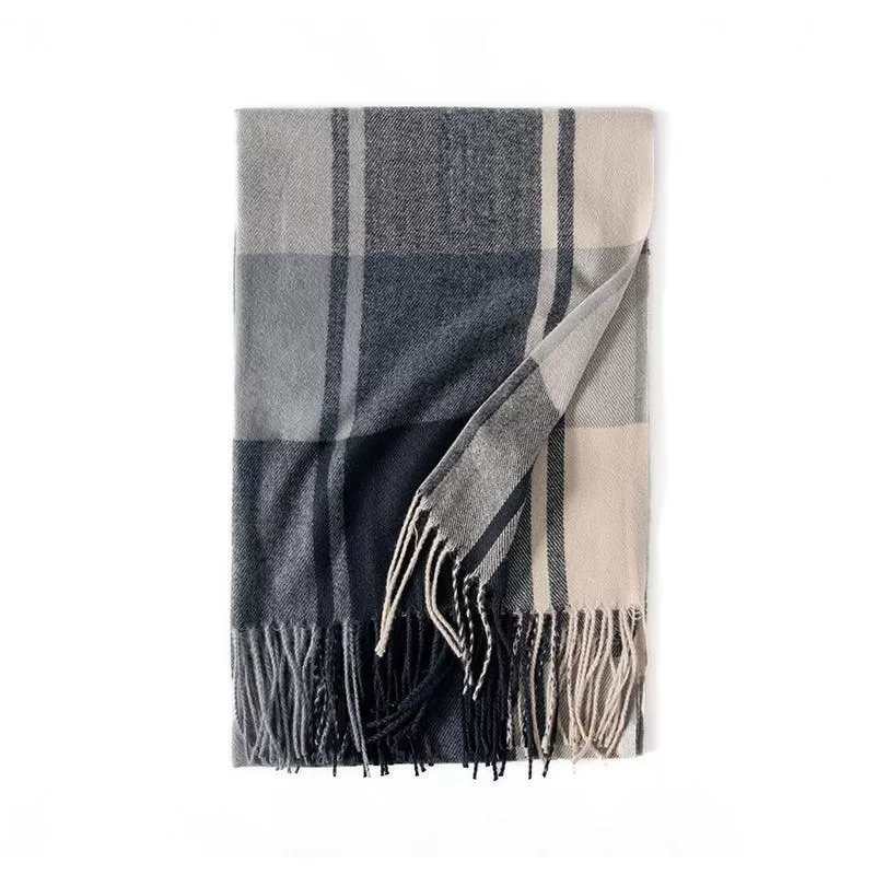 Soft and Windproof Cashmere Scarf with Long Tassels