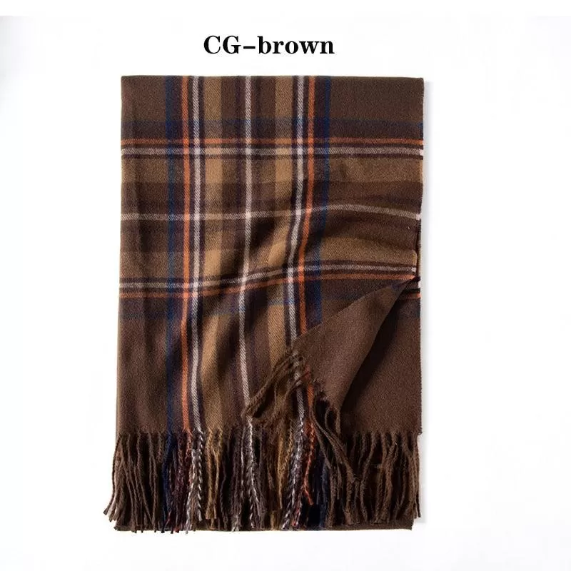 Soft and Windproof Cashmere Scarf with Long Tassels