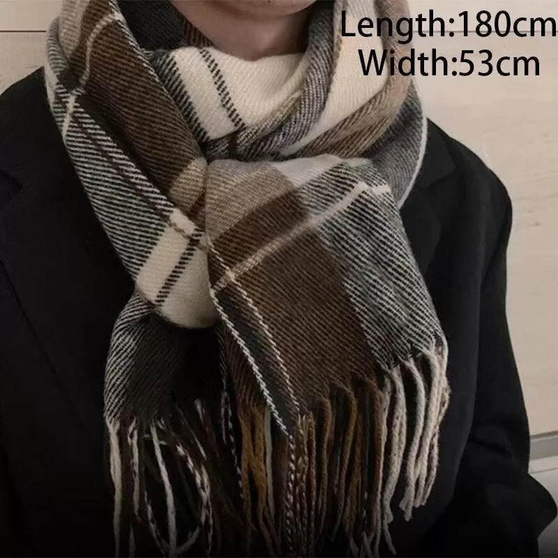 Soft and Windproof Cashmere Scarf with Long Tassels