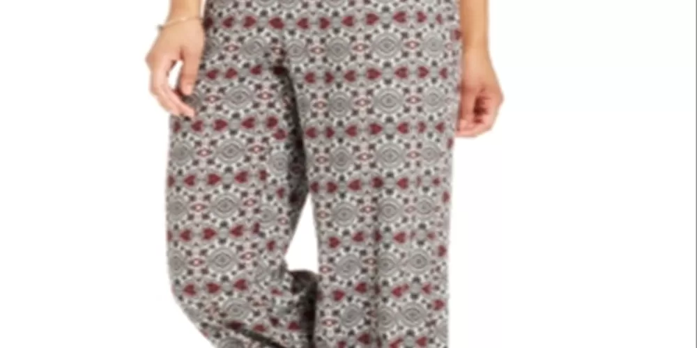 Stoosh Junior's Printed Wide Leg Pants Red Size Large