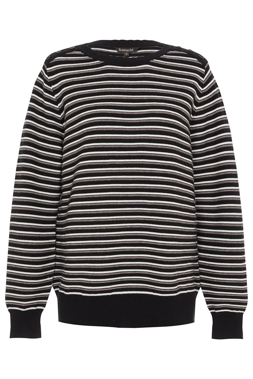 Stripe Button Shoulder Jumper