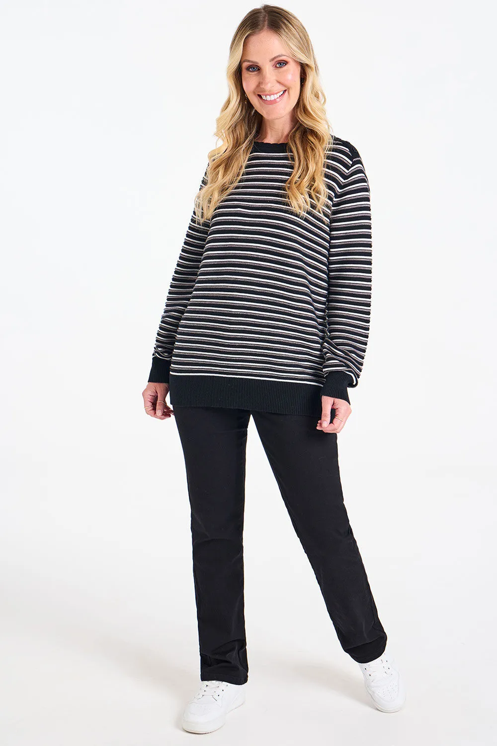 Stripe Button Shoulder Jumper