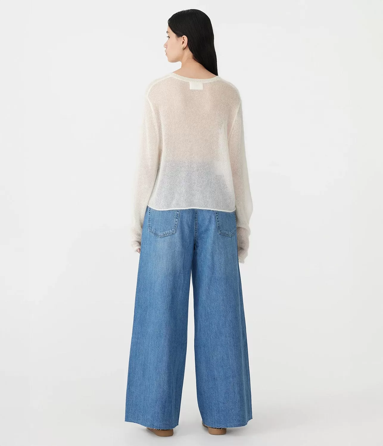 SUPERFINE MOHAIR CROPPED KNIT- NATURAL