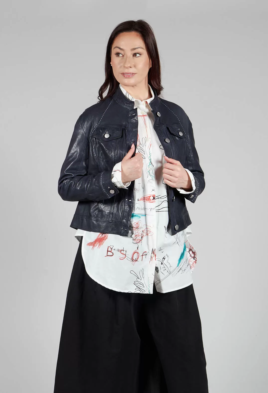 Suspense Leather Jacket in Off Black