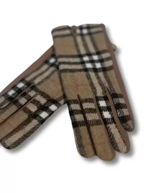 Tan Checked Gloves