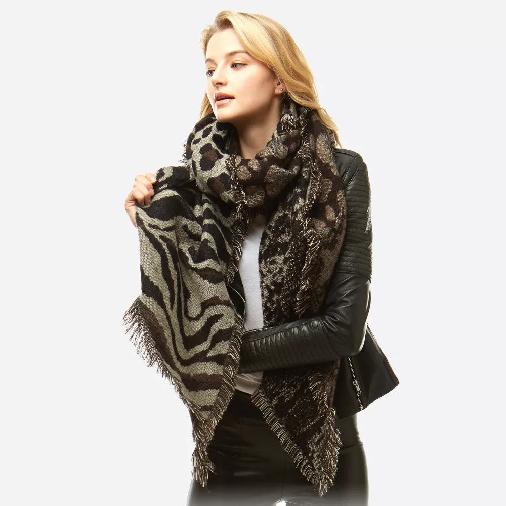 Taupe Animal Print Scarf