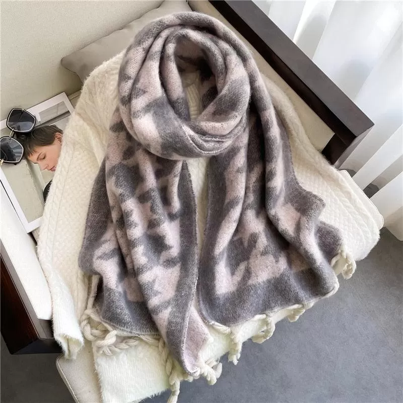 Thick Cashmere Pashmina Scarf with Tassels for Women Warm Soft Shawl Wraps