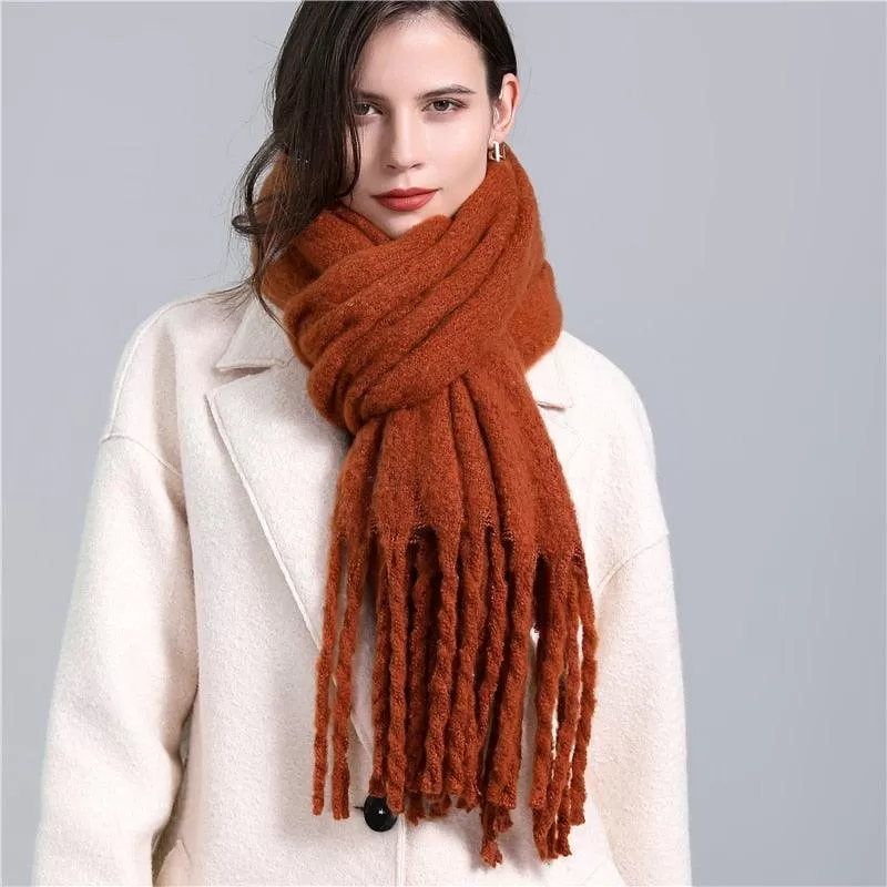 Thick Cashmere Pashmina Scarf with Tassels for Women Warm Soft Shawl Wraps