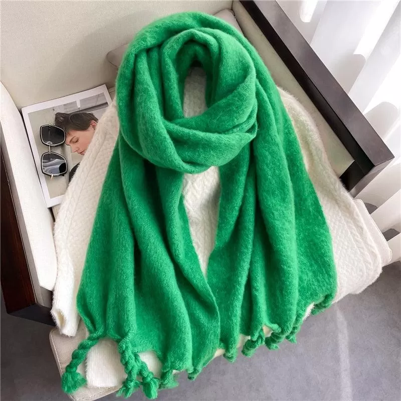 Thick Cashmere Pashmina Scarf with Tassels for Women Warm Soft Shawl Wraps