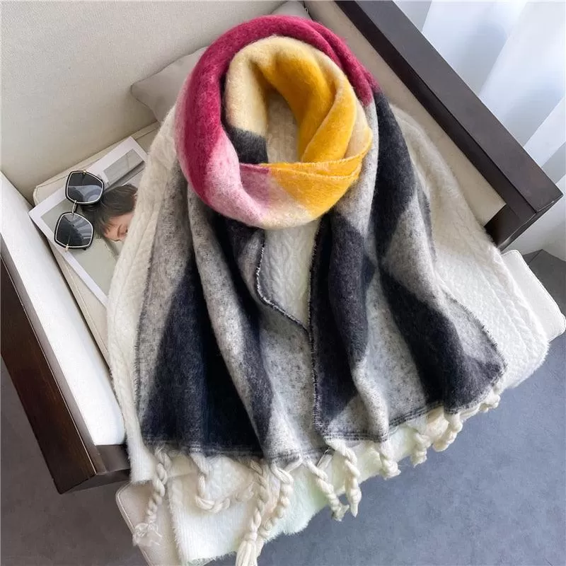 Thick Cashmere Pashmina Scarf with Tassels for Women Warm Soft Shawl Wraps