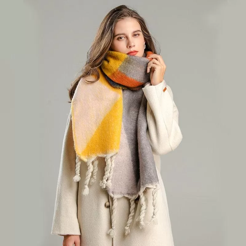 Thick Cashmere Pashmina Scarf with Tassels for Women Warm Soft Shawl Wraps